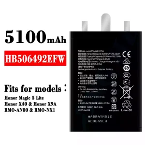 Phone battery HB506492EFW for HUAWEI Honor Magic 5 Lite / Honor X40 / Honor X9A
