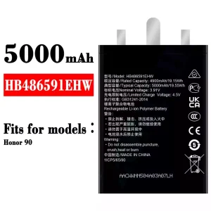Phone battery HB486591EHW for HUAWEI Honor 90