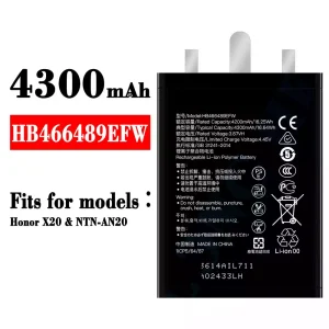 Phone battery HB466489EFW for HUAWEI Honor X20