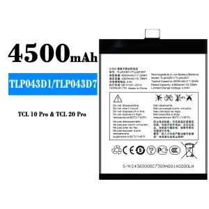 Phone battery TLP043D1/TLP043D7 for Alcatel TCL 10 Plus/TCL 20 Plus/TCL 10 pro/TCL 20 pro