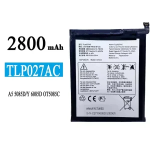 Phone battery TLP027AC for Alcatel A5 5085D/Y 6085D OT5085C