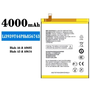 Phone battery Li3939T44P8h856743 for ZTE Blade A6/A3
