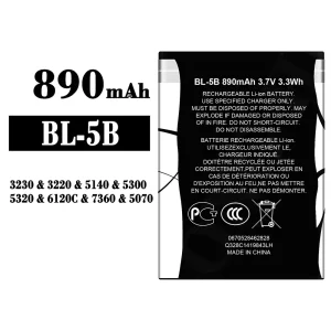 Phone battery BL-5B for Nokia 3230/3220/5140/5300/5320/7360/6120C/5070