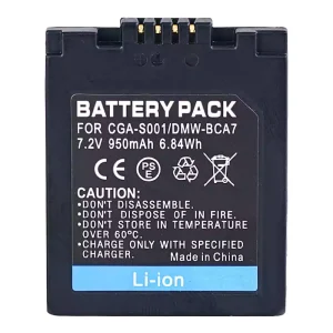 Camera battery for PANASONIC CGA-S001 DMW-BCA7