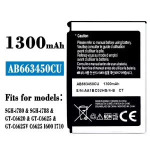 Phone battery AB663450CU for Samsung SCH-i780/SCH-i788/FT-C6620/GT-C6625
