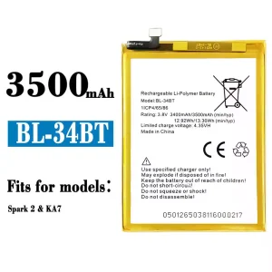 Phone battery BL-34BT for Tecno KA7 / Spark 2