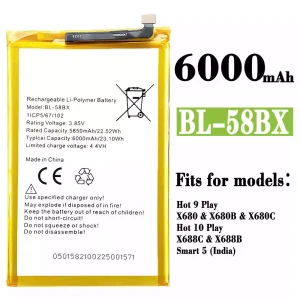 Phone battery BL-58BX for Infinix Hot 9 Play /Hot 10 Play