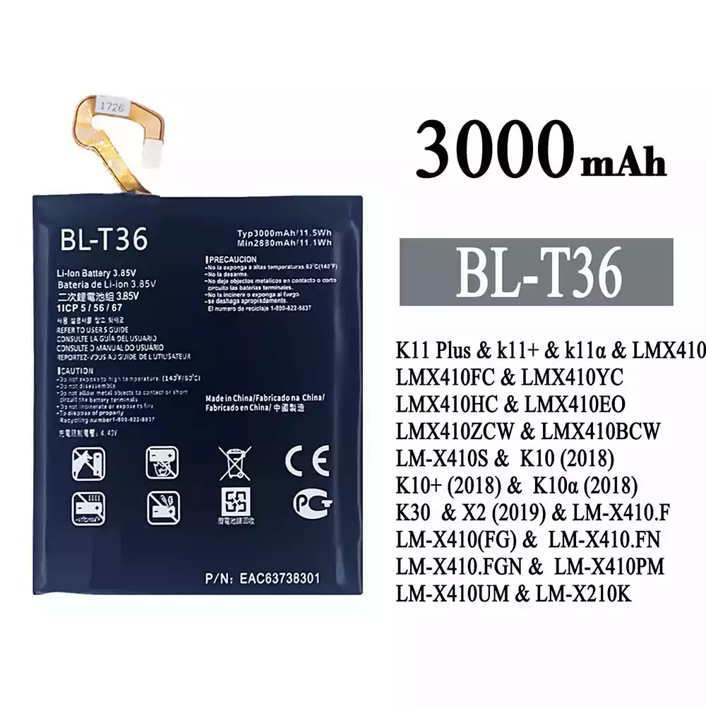 Phone battery BL-T36 for LG K11 Plus /K10 / K10+