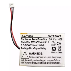 Battery for TomTom 6027A0114501,Start 20,Start 25